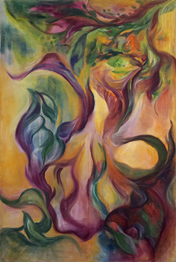 Blow 180x120cm oil and pigment on antique hemp 2020