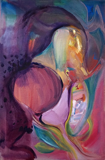 Flora 90x60cm oil on antique hemp 2019