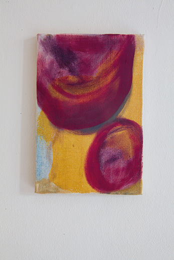 I-Thou; all real living is meeting 31x21cm oil, dry pigment and pastel on antique hemp 2020