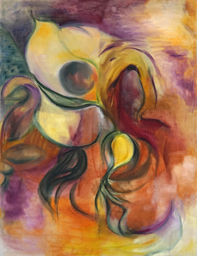 Kaya 180x140cm oil dry pigment and pastel on antique hemp 2020