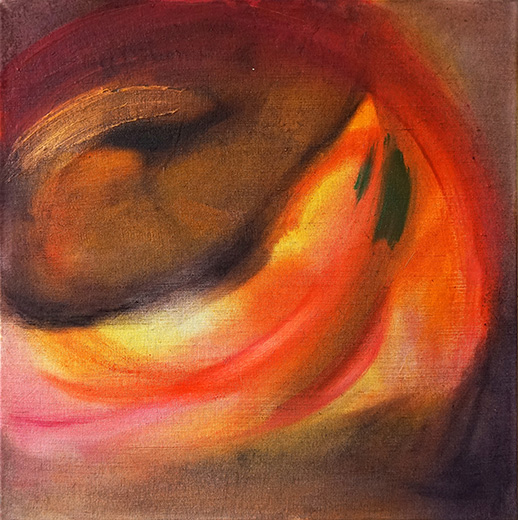 S 50.5x50.5cm oil, dry pigment and pastel on antique hemp 2020