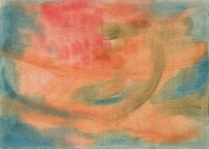 De Pulvis II 51x71cm oil, dry pigment and pastel on antique hemp 2021