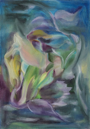 Noctis Aquis 70x50cm oil,dry pigment and pastel on antique hemp 2021