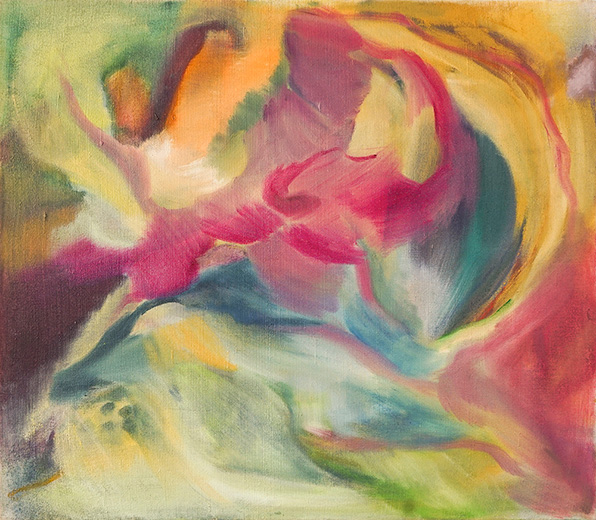 Sfondamento 61x71cm oil, pigment, pastel on antique hemp2021